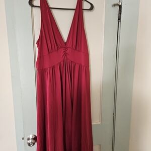 Elegant Red V-Neck Dress